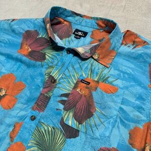 O'Neil Mens‎ Hawaiian Bluster Button Shirt Short Sleeve Floral AOP Mens XL
